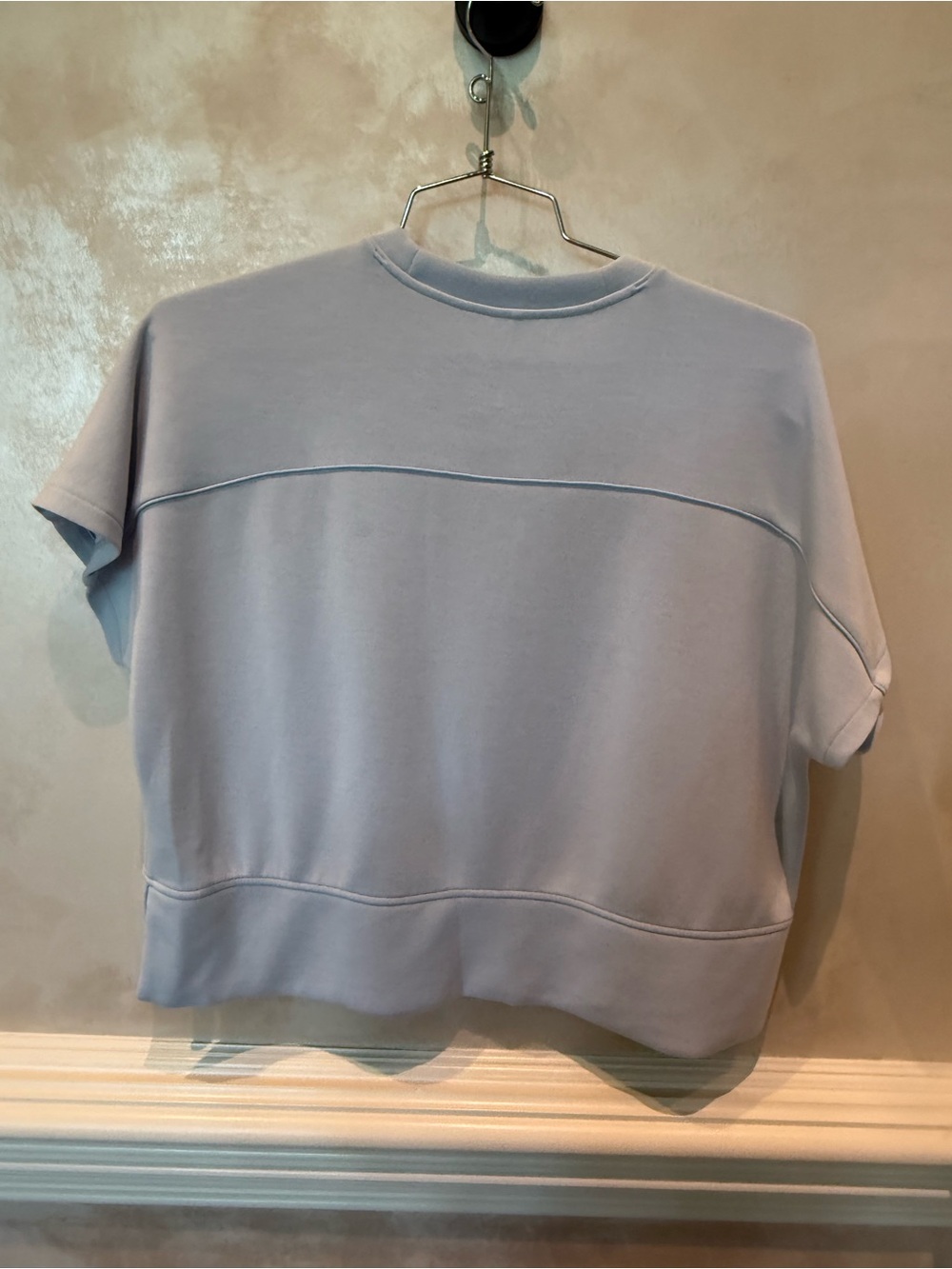 Women’s Light Purple Crewneck Short-Sleeve Sweatshirt - Picture 2 of 3